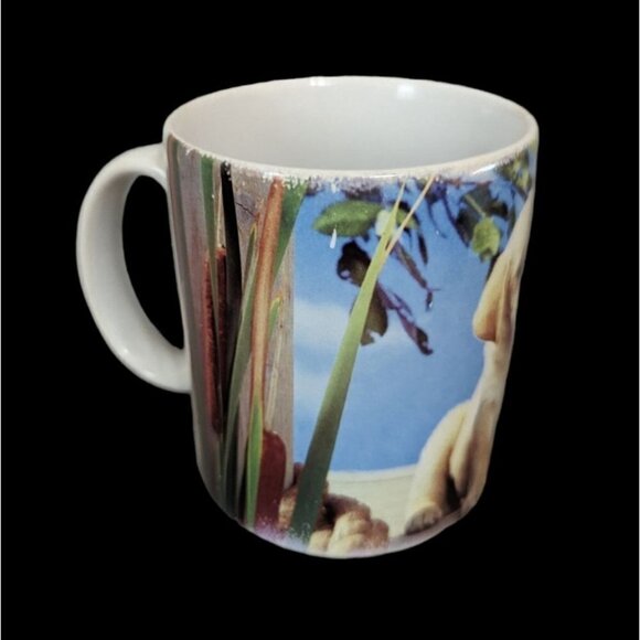 Golden Retriever puppy dog mug cup   blue white 10 OZ - Picture 2 of 9